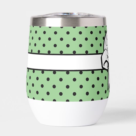 Sage Groen Zwart Polka Dot Wit Boog Gepersonalisee (Voorkant)
