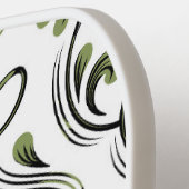 Sage Groen Zwart-wit Damask Bloemen Pickleball Paddle (Links Detail)