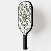 Sage Groen Zwart-wit Damask Bloemen Pickleball Paddle (Links)