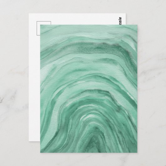 Sage Groene Abstracte Waterverf Kunst Agaat Briefkaart (Voorkant / Achterkant)