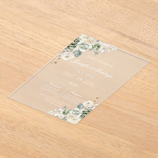Sage groene acryl bruiloft acryl uitnodigingen (Laagn)