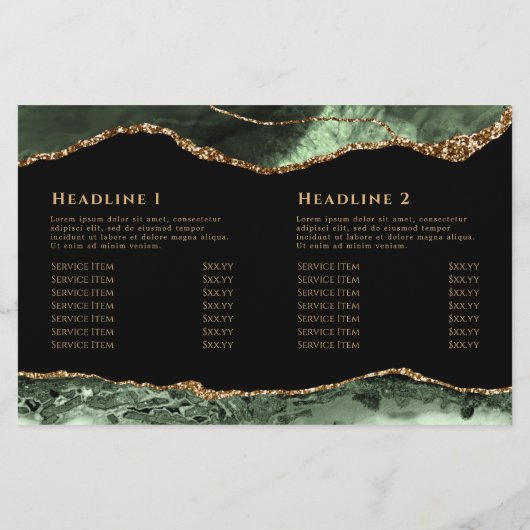 Sage groene agaat bifold brochure (Achterkant)