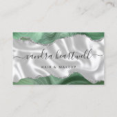 Sage Groene Agaat Zilver Glitter Luxe Visitekaartje (Voorkant)