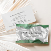 Sage Groene Agaat Zilver Glitter Luxe Visitekaartje