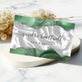 Sage Groene Agaat Zilver Glitter Luxe Visitekaartje