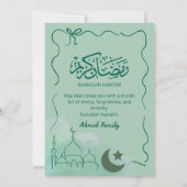 Sage Groene Aquarel Moskee Iftar Diner Kaart (Achterkant)