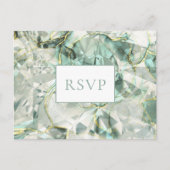 Sage Groene Aventurijn Edelsteen Huwelijk RSVP Uitnodiging Briefkaart (Voorkant)