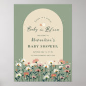 Sage Groene Baby in Bloom Douche Welkomstbord Poster (Voorkant)