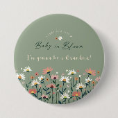 Sage Groene Baby in Bloom Shower Grootmoeder Knop Ronde Button 7,6 Cm (Voorkant)