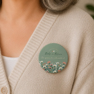 Sage Groene Baby in Bloom Shower Grootmoeder Knop Ronde Button 7,6 Cm