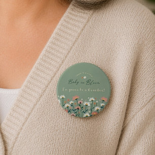 Sage Groene Baby in Bloom Shower Grootmoeder Knop Ronde Button 7,6 Cm