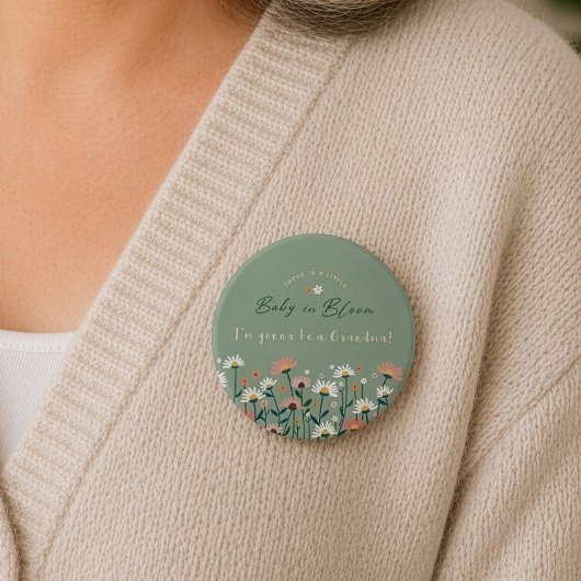 Sage Groene Baby in Bloom Shower Grootmoeder Knop Ronde Button 7,6 Cm