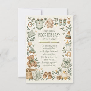 Sage Groene Baby Shower Boek voor Babykaart Bedankkaart