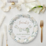 Sage Groene Babykleding Baby shower Papieren Bordje<br><div class="desc">Sage Groene Babykleding Baby shower Papier Borden</div>