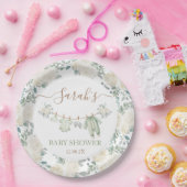Sage Groene Babykleding Baby shower Papieren Bordje (Feest)