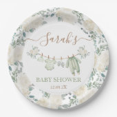 Sage Groene Babykleding Baby shower Papieren Bordje (Voorkant)
