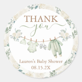 Sage Groene Babykleding Baby shower Ronde Sticker