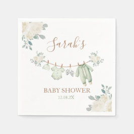 Sage Groene Babykleding Baby shower Servet