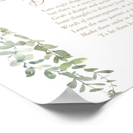 Sage Groene Ballon Baby shower Late Night Luiers Poster (Hoek)