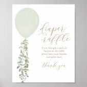 Sage Groene Ballon Baby shower Luier Raffle Poster (Voorkant)