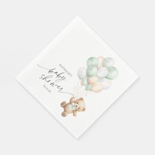 Sage Groene Ballonnen, Barly Wachten Gender Neutra Servet (Hoek)