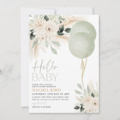 Sage Groene Ballonnen Bloemen Baby shower Kaart (Voorkant)