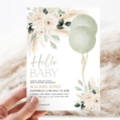Sage Groene Ballonnen Bloemen Baby shower Kaart