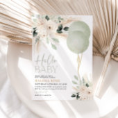 Sage Groene Ballonnen Bloemen Baby shower Kaart