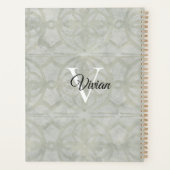Sage Groene Batik Elegante Monogram Naam Planner (Achterkant)