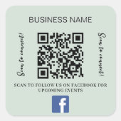 Sage groene bedrijfsnaam qr code Facebook Vierkante Sticker (Voorkant)