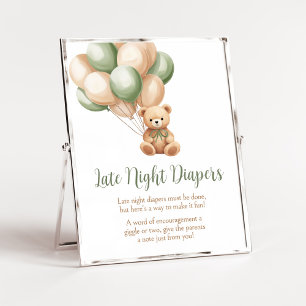 Sage Groene Beren Ballon Late Night Luiers Poster
