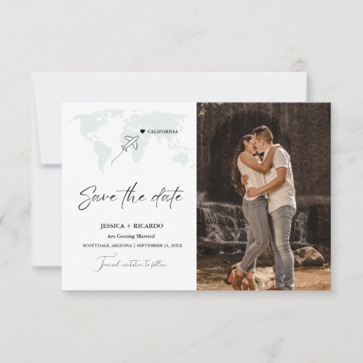 Sage Groene Bestemming Bruiloft Sla de datum op Save The Date (Voorkant)