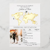 Sage Groene Bestemming Huwelijkspaspoort Folie Uitnodiging (Voorkant)