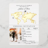 Sage Groene Bestemming Huwelijkspaspoort Folie Uitnodiging (Voorkant)