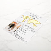 Sage Groene Bestemming Huwelijkspaspoort Folie Uitnodiging (Gedraaid)