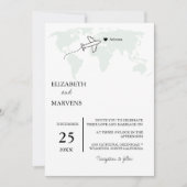 Sage groene bestemming reizen alles in één bruilof kaart (Voorkant)