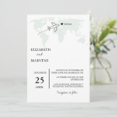 Sage groene bestemming reizen alles in één bruilof kaart (Staand voorkant)