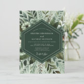 Sage Groene Blad Bruiloft Kaart (Staand voorkant)