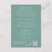 Sage groene bladeren cirkel bruiloft details en QR Informatiekaartje (Achterkant)