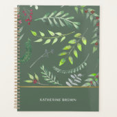 Sage Groene Bladeren Elegant Patroon Planner (Voorkant)