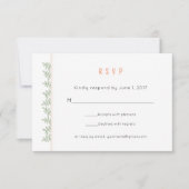 Sage Groene bladeren Koraal Grens Bruiloft RSVP (Voorkant)