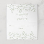 Sage groene bloem arrangement bruiloft plaatskaartje (Buitenkant ongevouwen)