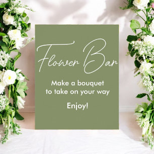 Sage Groene Bloem Bar Bruidsbruiloft Poster