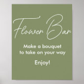 Sage Groene Bloem Bar Bruidsbruiloft Poster (Voorkant)