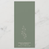 Sage Groene Bloem Boheemse Eenvoudige Botanische Menu (Achterkant)