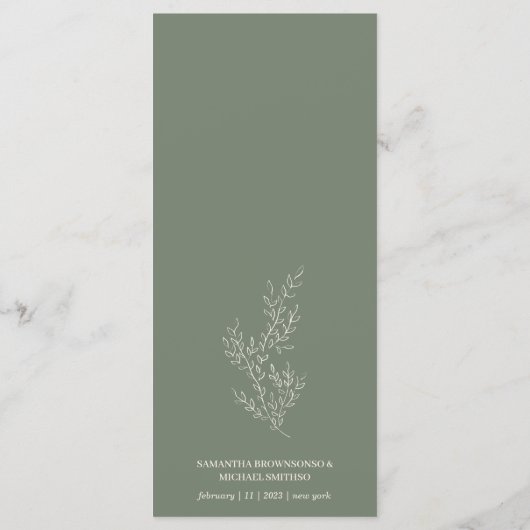 Sage Groene Bloem Ivy Lijn Menu (Achterkant)