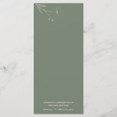 Sage Groene Bloem Kunst Katoen Bruiloft Menu (Achterkant)