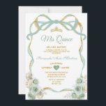 Sage Groene Bloemboog Lint Gouden Kroon Mis Quince Kaart<br><div class="desc">EDITABLE Sage Groene Bloemen Boog Ribbon Gouden Kroon Mis Quince Uitnodiging Elegante Quinceañera Sage Groene Bloemen Prinses Verjaardag Uitnodiging Gouden Kroon Mis Quince 15 Anos,  16e Verjaardag Party</div>