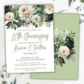 Sage Groene Bloemen 10e Bruiloft Jubileum Kaart