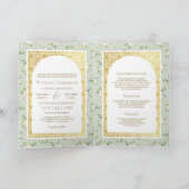 Sage Groene Bloemen Alles in een Gouden Indiase br (Binnen)